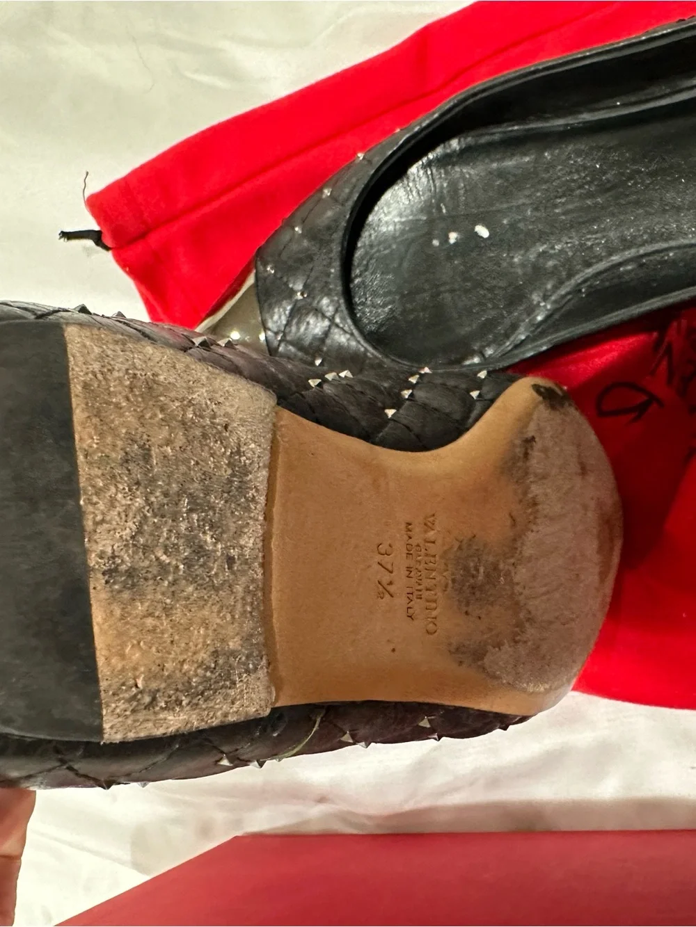 Valentino Garavani Black Quilted Flats with Silver Pointed Caps